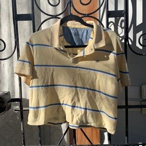 Cropped striped polo t shirt